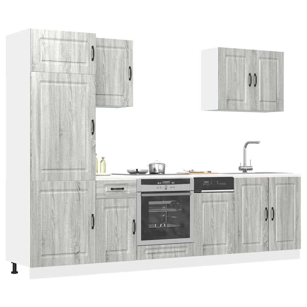 vidaXL Mueble cocina Kalmar sonoma gris 7 pzas madera contrachapada