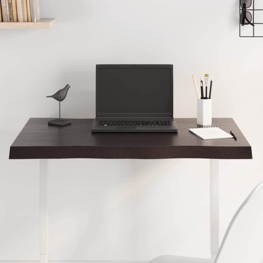 vidaXL Tablero mesa madera tratada borde vivo marrón 80x40x(2-4) cm