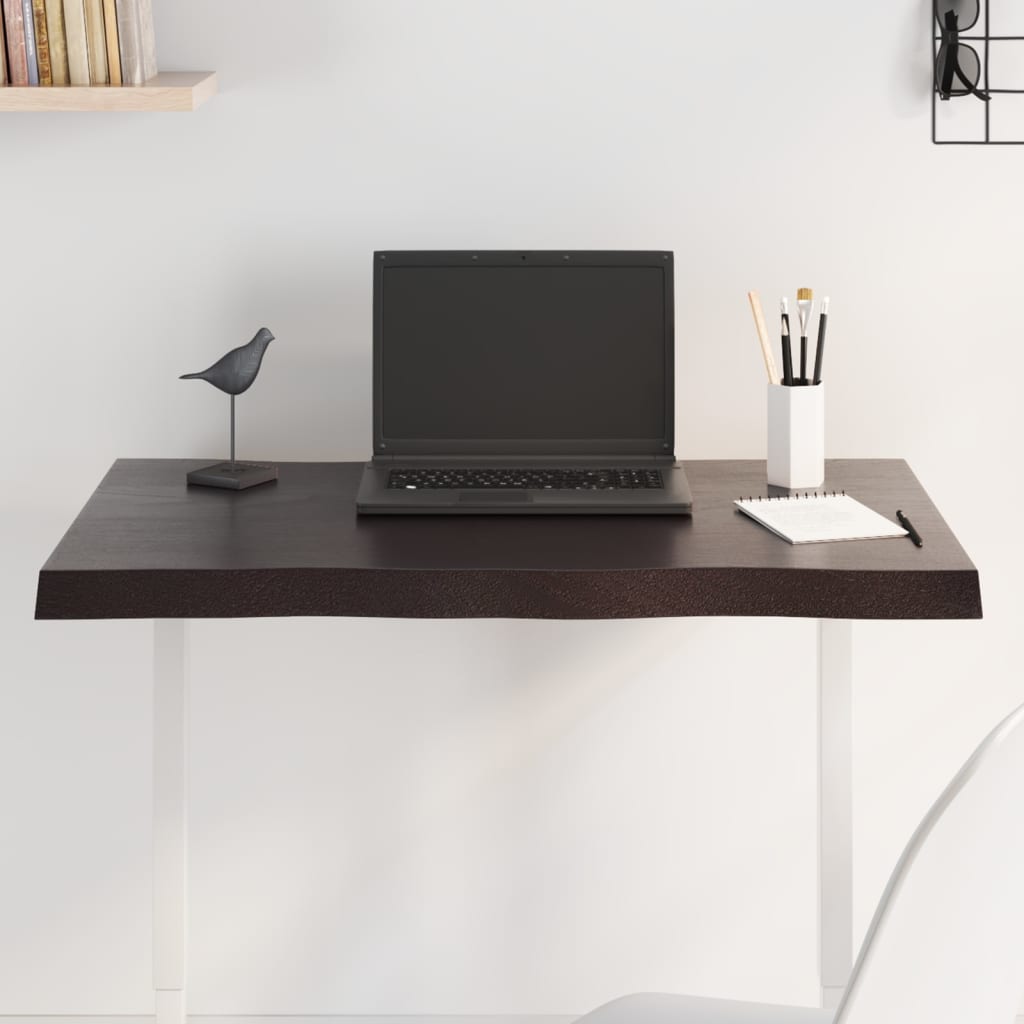 vidaXL Tablero mesa madera tratada borde vivo marrón 80x50x(2-4) cm