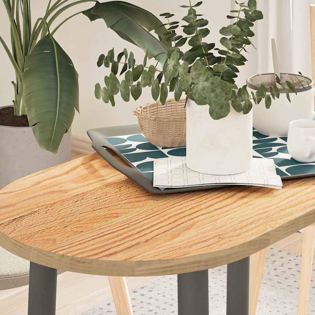 vidaXL Tablero de mesa ovalado madera maciza de roble 80x40x2 cm