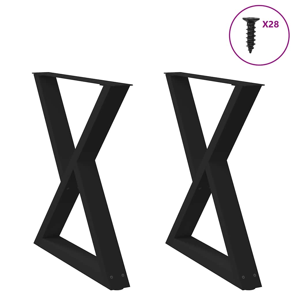 vidaXL Patas para mesa de comedor (2 unidades), color negro, 70 x 72-73,3 cm, acero
