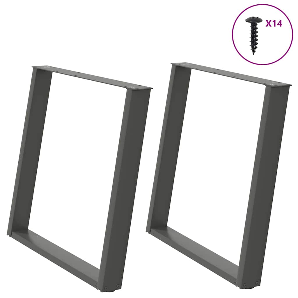 vidaXL Patas para mesa de comedor en forma de U (2 unidades), antracita, 90 x (72-73) cm, acero