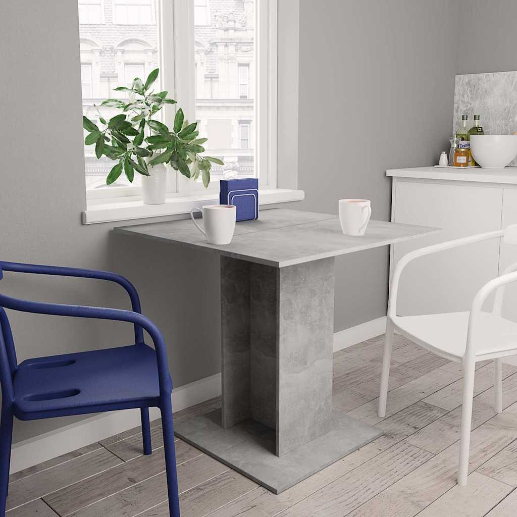 vidaXL Mesa de comedor madera contrachapada gris hormigón 80x80x75 cm