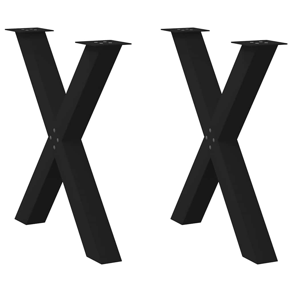 vidaXL Patas para mesa de comedor en forma de X (2 unidades), color negro, 70 x (72-73) cm, acero