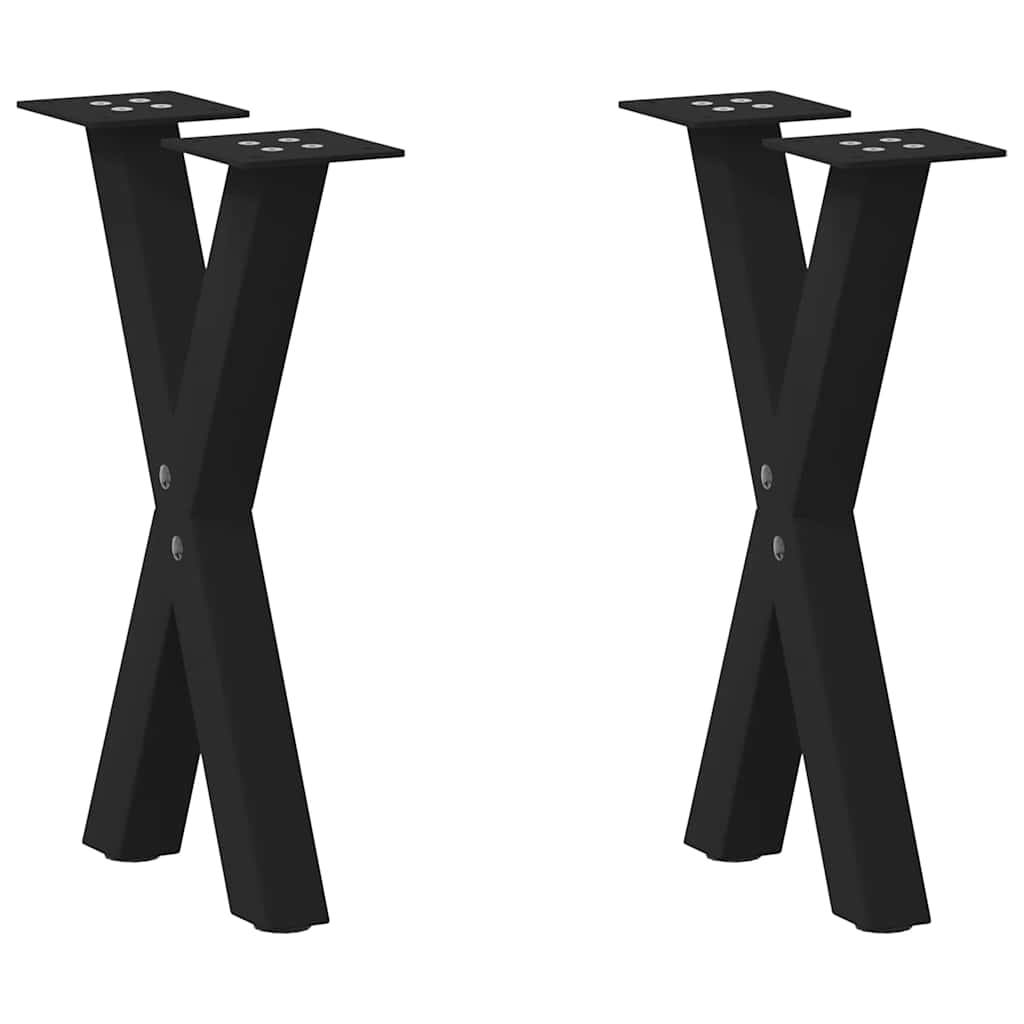 vidaXL Patas para mesa de centro en forma de X (2 unidades), color negro, 28 x (42-43) cm, acero