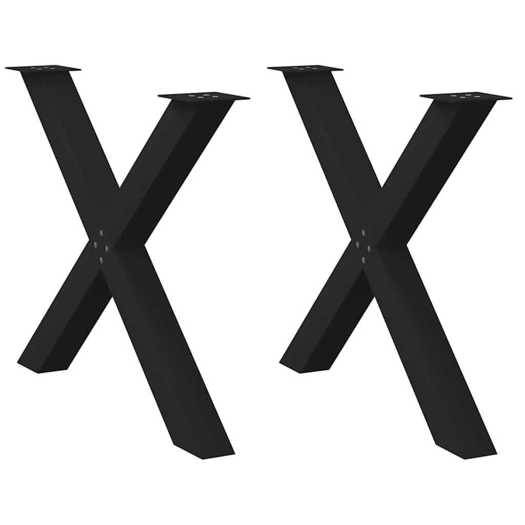vidaXL Patas para mesa de comedor en forma de X (2 unidades), color negro, 90 x (72-73) cm, acero