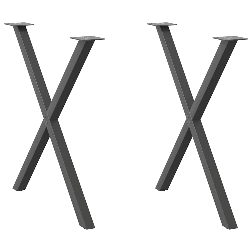 vidaXL Patas para mesa de comedor en forma de X (2 unidades), antracita, 70 x (72-73) cm, acero