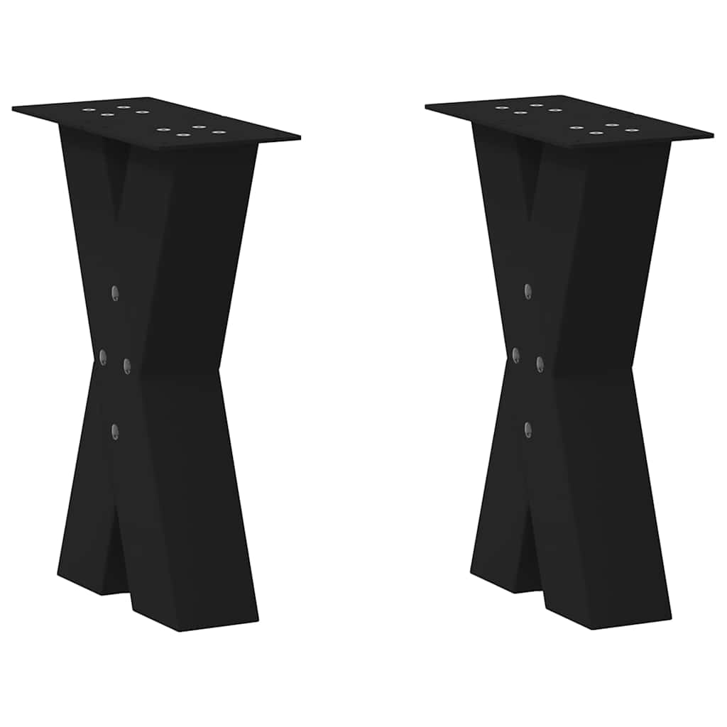 vidaXL Patas para mesa de centro en forma de X (2 unidades), color negro, 38 x (42-43) cm, acero
