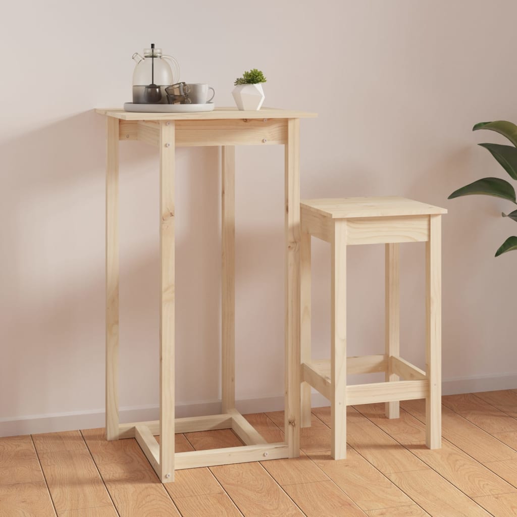 vidaXL Mesa alta de bar de madera maciza de pino 60x60x110 cm