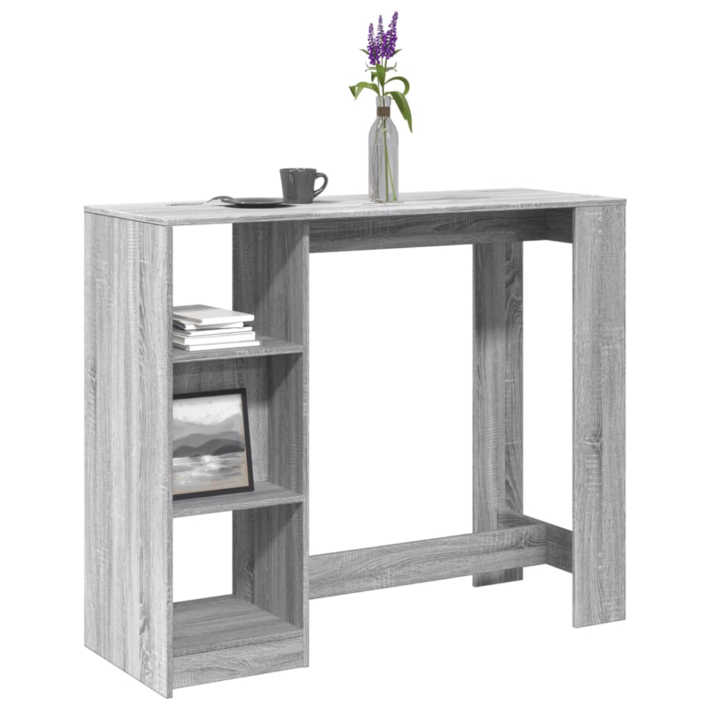 vidaXL Mesa alta con estante gris Sonoma 124x46x103,5 cm