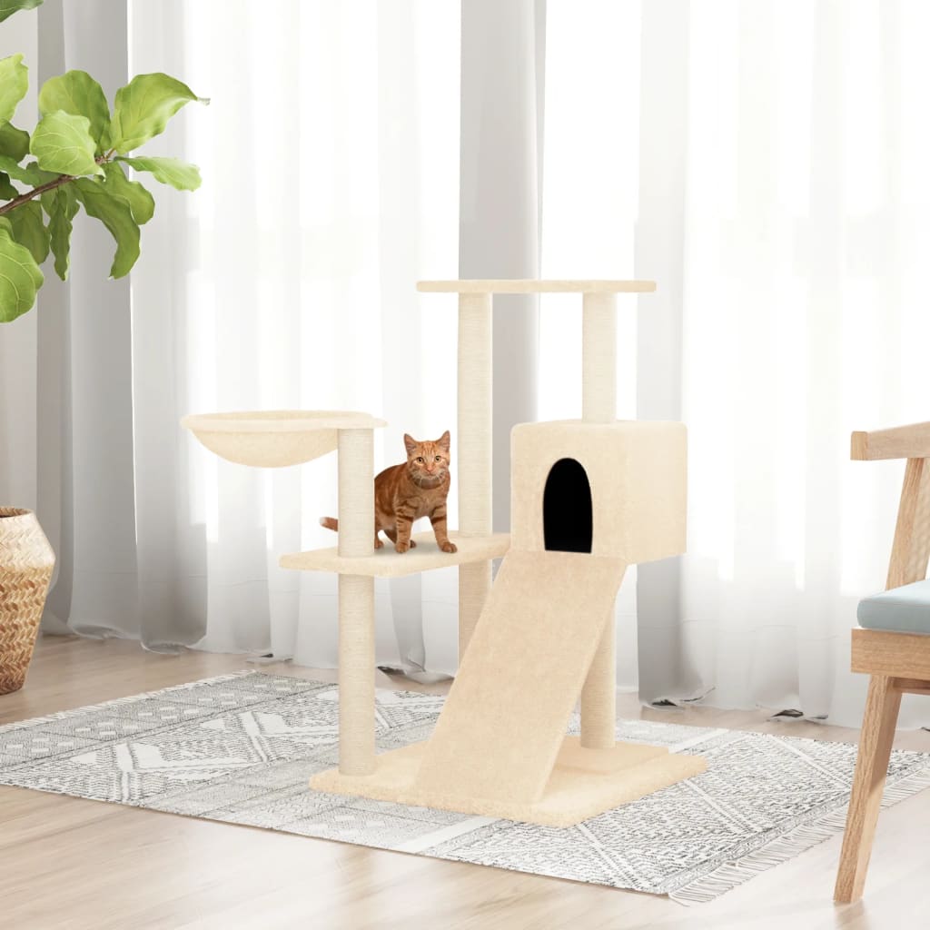 vidaXL Rascador para gatos con postes de sisal color crema 82 cm