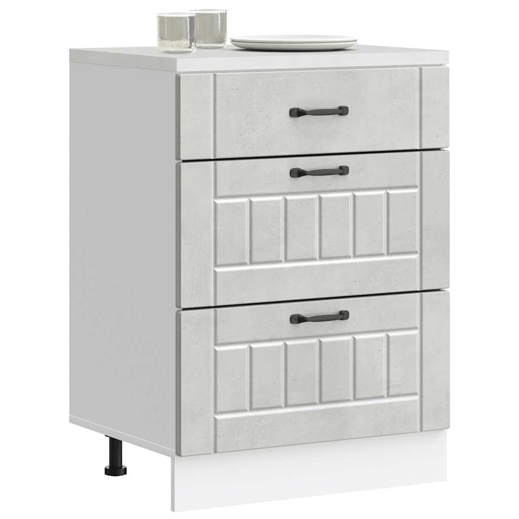 vidaXL Mueble bajo de cocina Lucca madera contrachapada gris cemento
