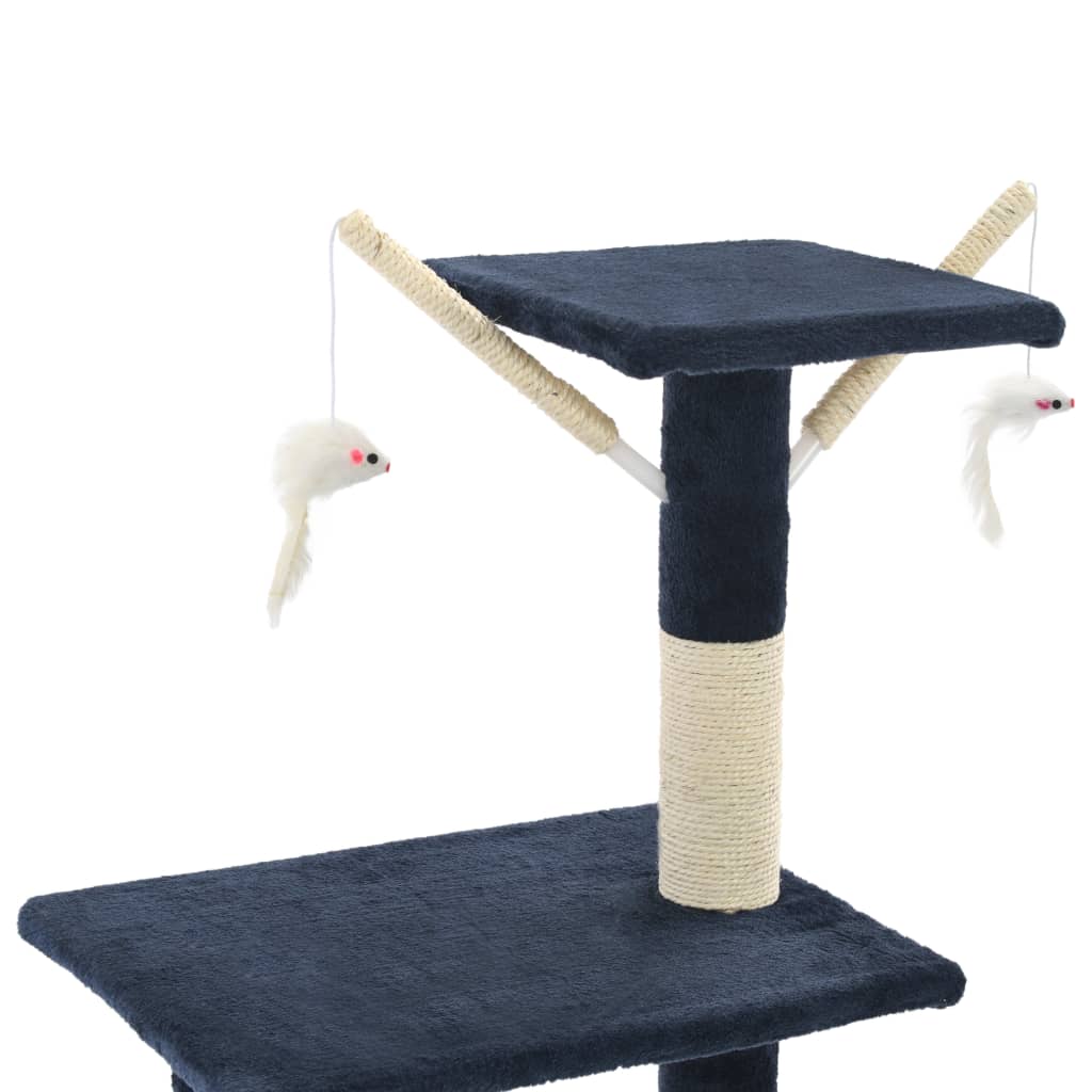 vidaXL Rascador para gatos con poste de sisal 138 cm azul oscuro - Image 6