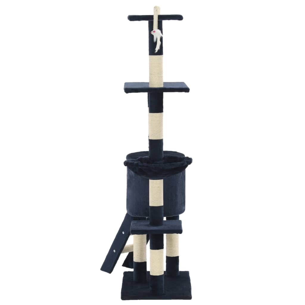 vidaXL Rascador para gatos con poste de sisal 138 cm azul oscuro - Image 5