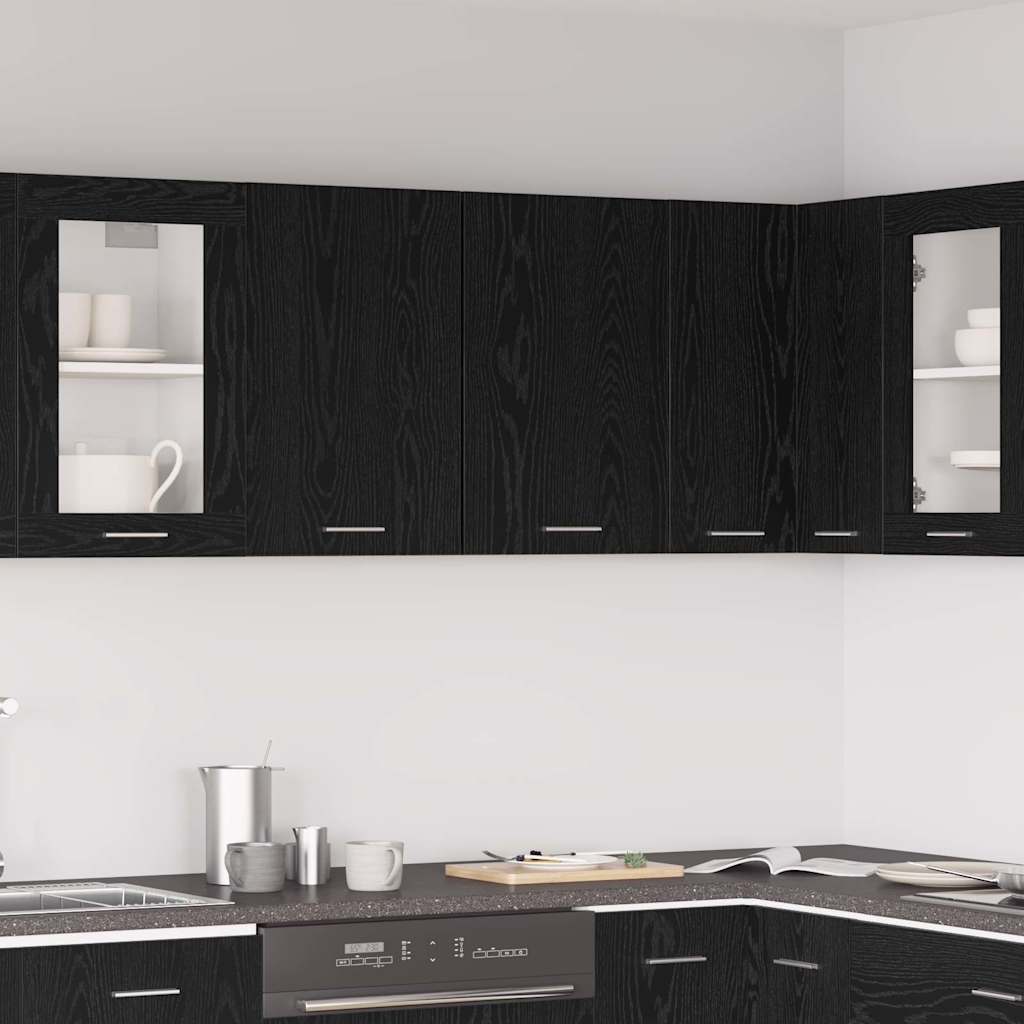 vidaXL Mueble colgante con estante Riga Roble negro 80 x 31 x 60 cm