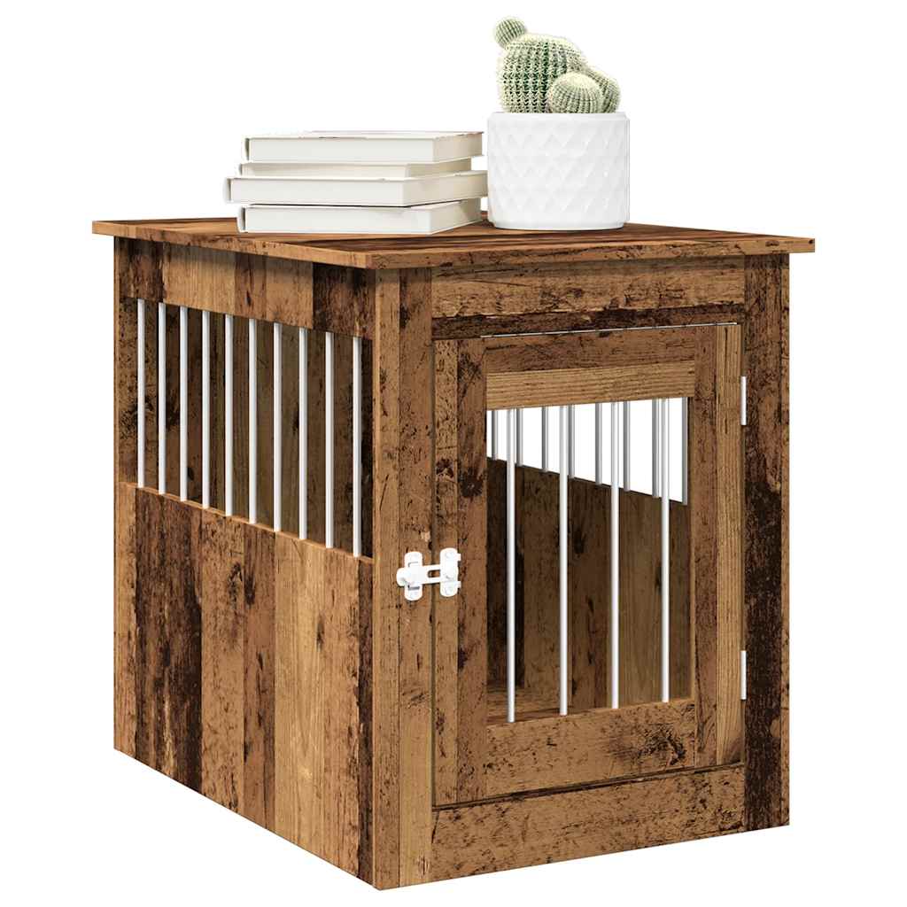 vidaXL Jaula para perros madera de ingeniería madera vieja 55x75x65 cm