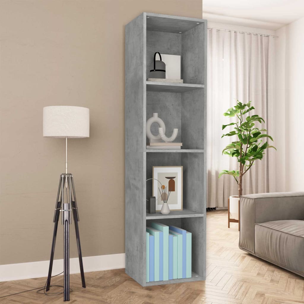 vidaXL Bücherregal/TV-Schrank Betongrau 36x30x143 cm Holzwerkstoff