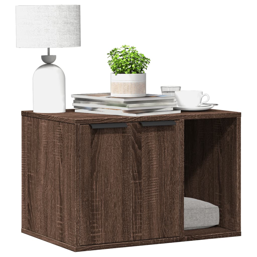 vidaXL Meuble de bac à litière pour chat chêne marron bois ingénierie