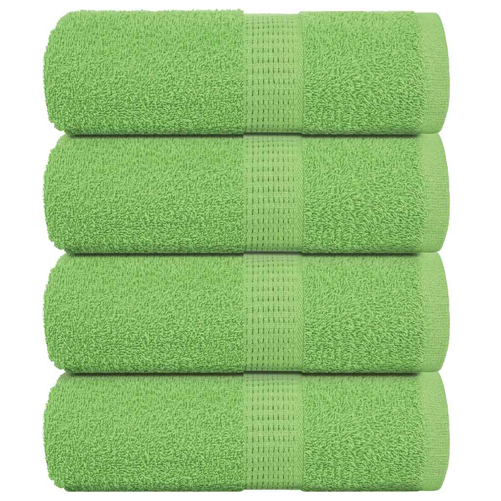 vidaXL Serviettes d'invité 4pcs vert pomme 30x50cm 360 g/m² 100% coton