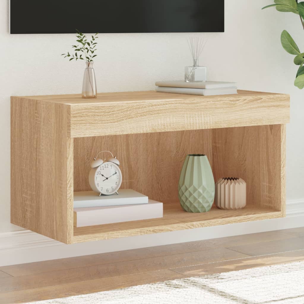 vidaXL Mueble para TV con luces LED roble Sonoma 60x30x30 cm