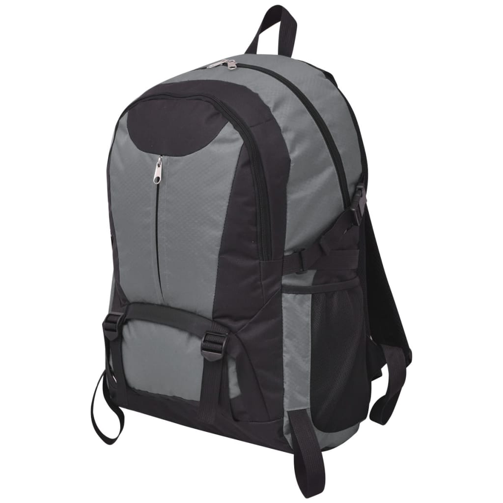 vidaXL Mochila de senderismo XXL negro y gris 40 l