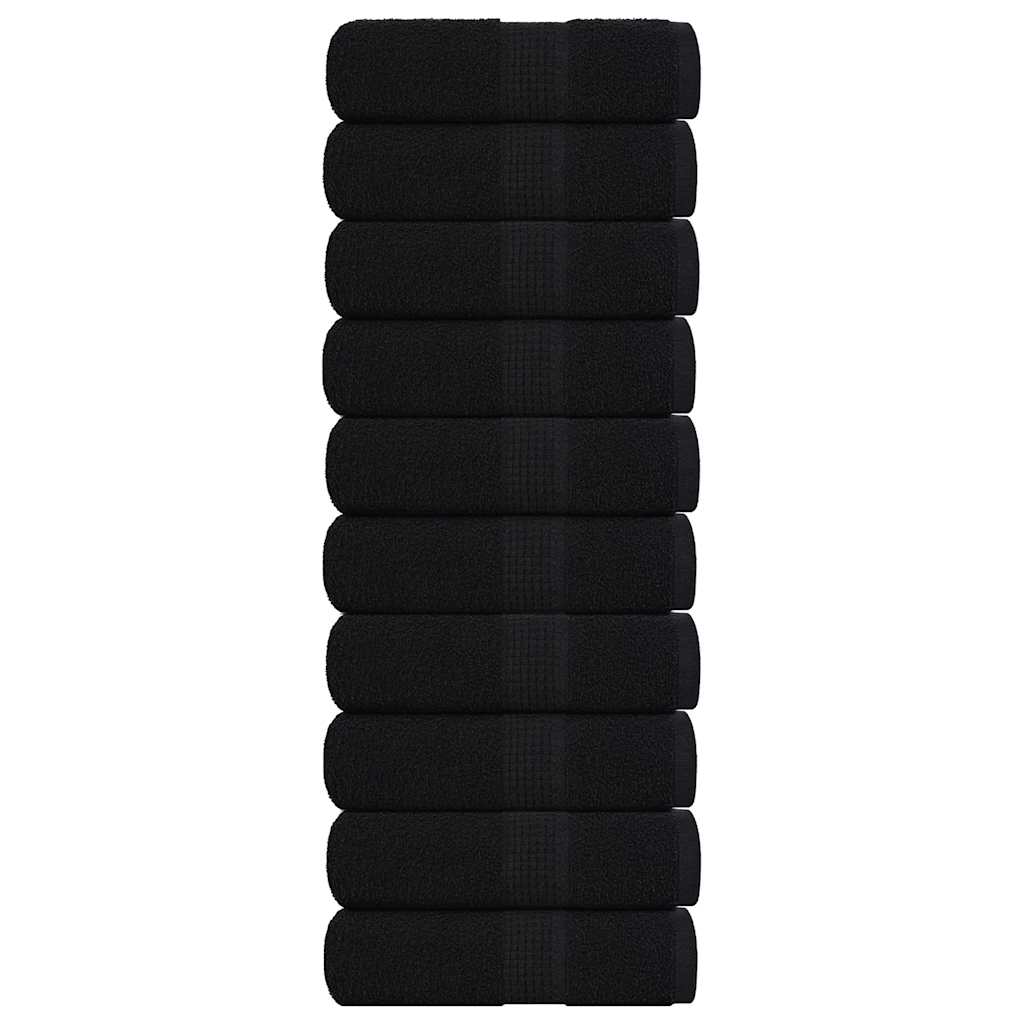 vidaXL Serviettes d'invité 10 pcs noir 30x50 cm 360 g/m² 100% coton