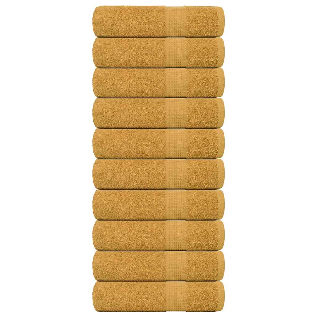 vidaXL Serviettes de douche 10 pcs doré 70x140 cm 360 g/m² 100% coton