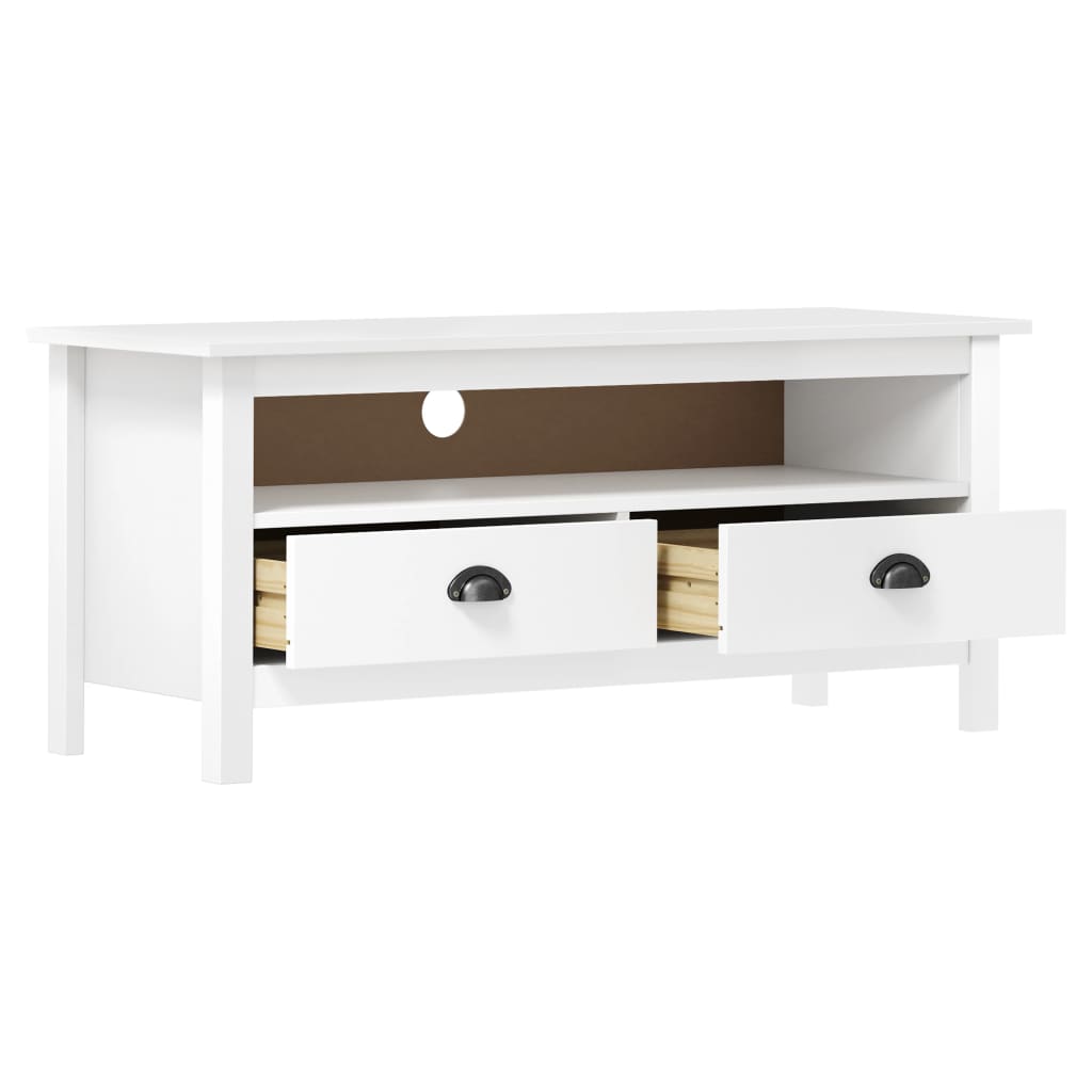 vidaXL Mueble de TV Hill madera maciza de pino blanco 110x40x47 cm - Image 3