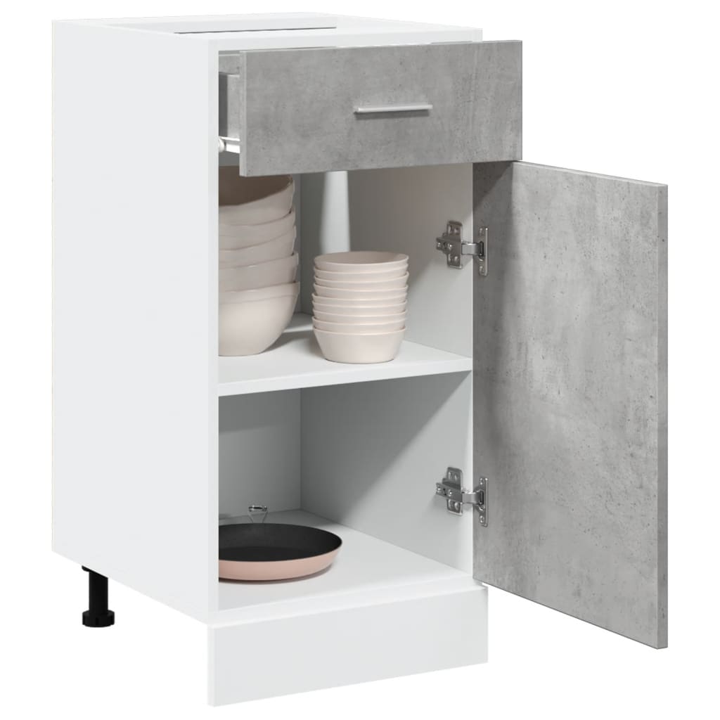 vidaXL Mueble bajo con cajón "Lyon" de, gris hormigón, 40 x 46 x 81,5 cm, madera de ingeniería