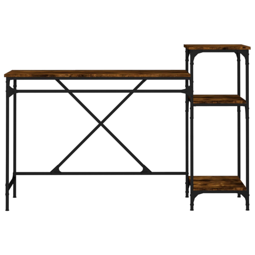 vidaXL Schreibtisch mit Regal Räuchereiche 135x50x90 cm Holzwerkstoff - Image 5