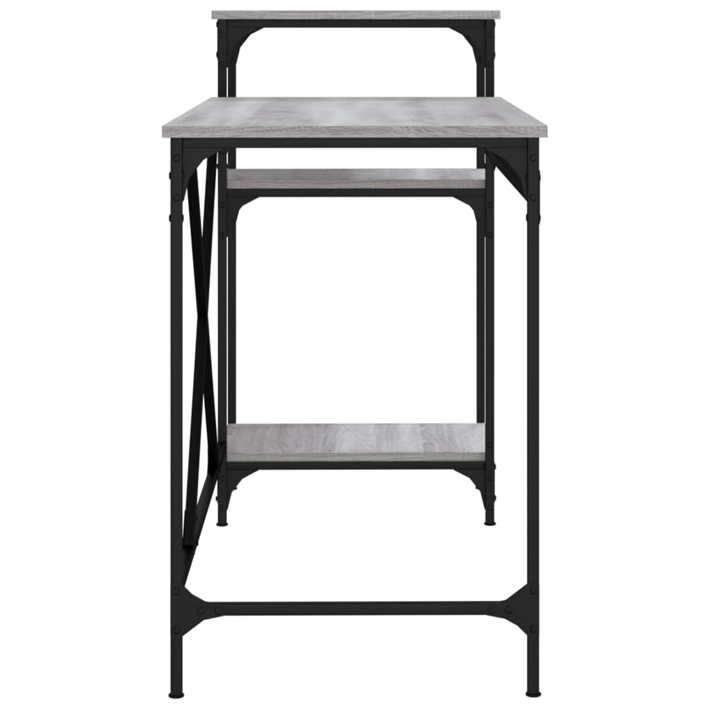 vidaXL Schreibtisch mit Regal Grau Sonoma 135x50x90 cm Holzwerkstoff - Image 6