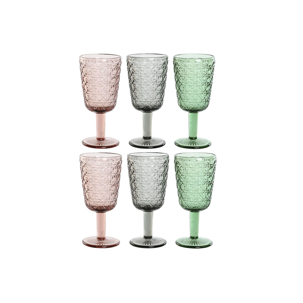 Set di Bicchieri Home ESPRIT Nero Rosso Verde Cristallo 285 ml (6 Unità)