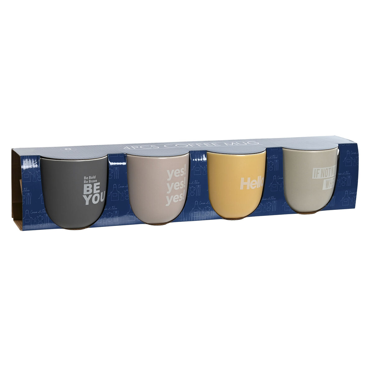 Set di 4 Tazze Mug Home ESPRIT Giallo Beige Grigio Rosa Porcellana 410 ml 13 x 9 x 9,4 cm - Image 4