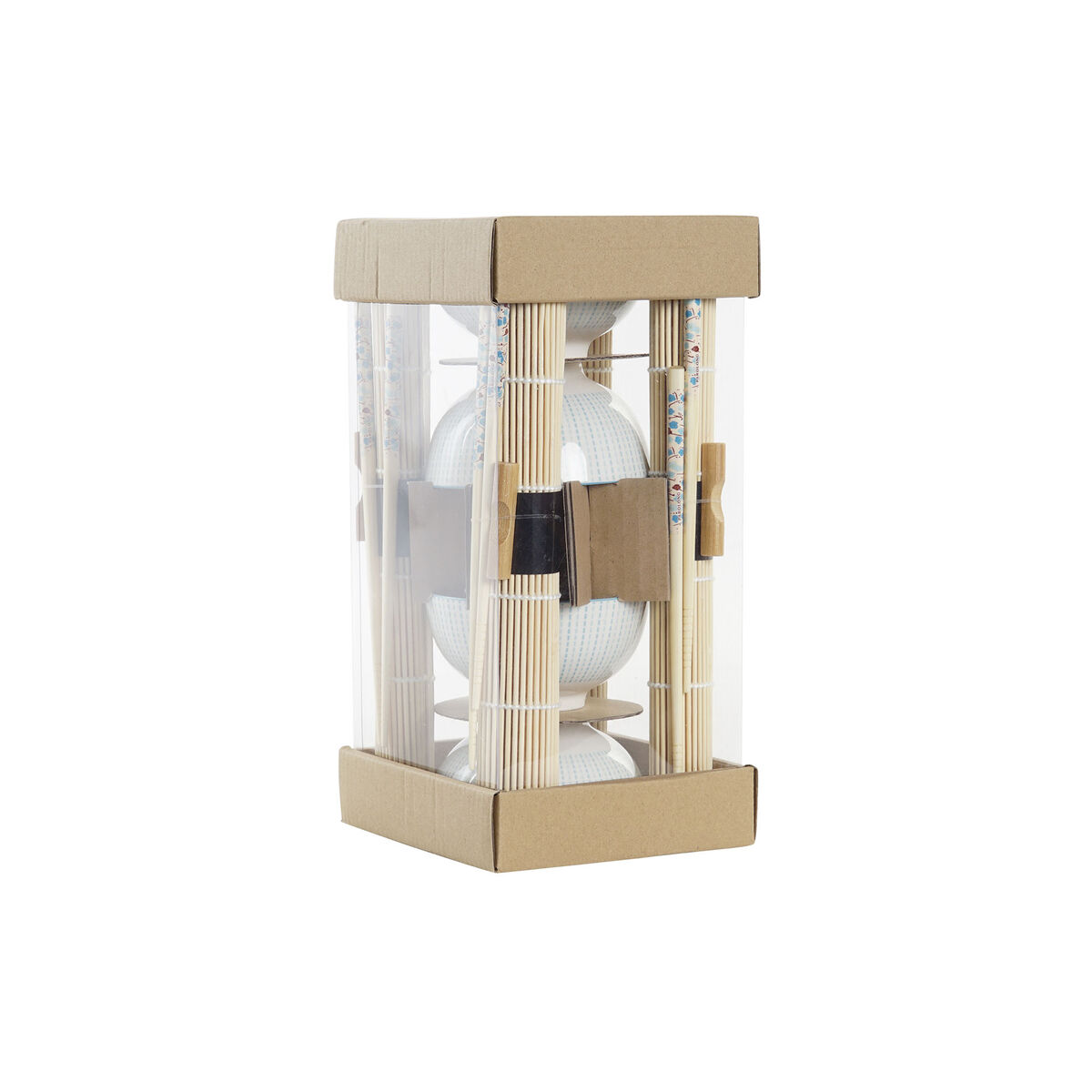 Set per Sushi DKD Home Decor 14,5 x 14,5 x 31 cm Azzurro Bianco Gres Orientale (16 Pezzi) - Image 4