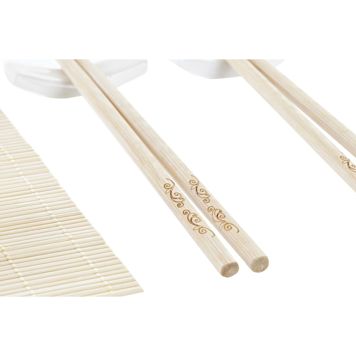 Set per Sushi DKD Home Decor Metallo Bambù Bianco Naturale Orientale 30 x 40 cm 28 x 22 x 2,5 cm (9 Pezzi) - Image 3