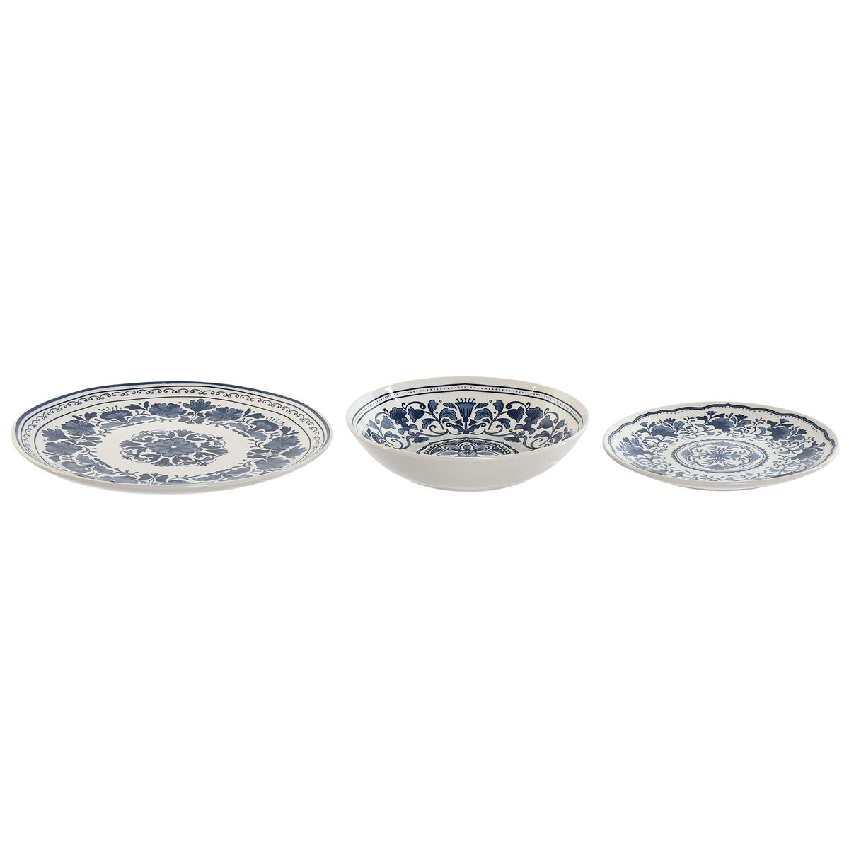 Servizio di Piatti Home ESPRIT Azzurro Bianco Porcellana Arabo 27 x 27 x 2 cm 18 Pezzi - Image 3