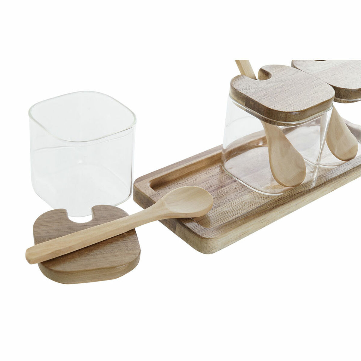 Set di 3 Barattoli DKD Home Decor Multicolore Trasparente Naturale 150 ml 20,5 x 8 x 1,5 cm - Image 3