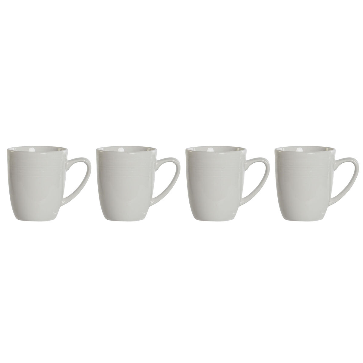 Set di 4 Tazze Mug DKD Home Decor Bianco Porcellana 330 ml 12 x 10 x 9 cm