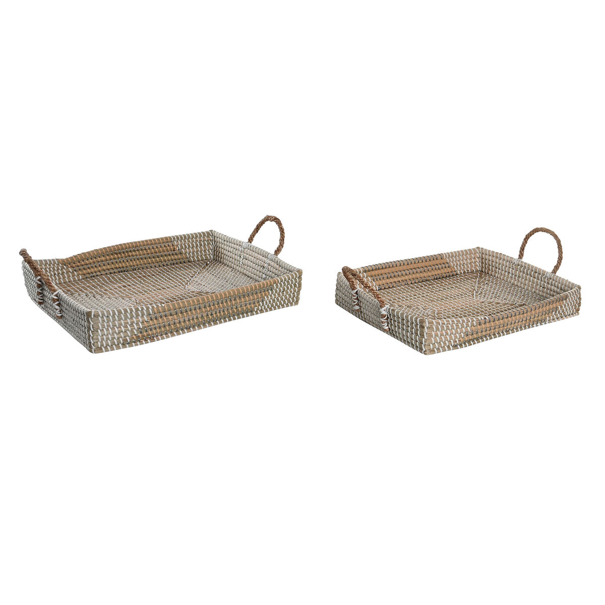 Set di Vassoi DKD Home Decor Giallo Naturale 48 x 38 x 15 cm 52 x 38 x 15 cm (2 Unità)