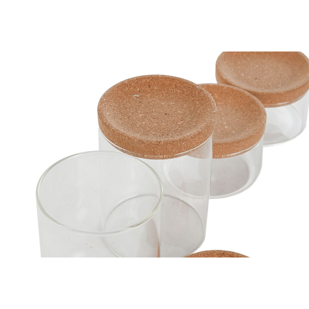 Set di Barattoli Home ESPRIT Trasparente Naturale Sughero Vetro Borosilicato - Image 4