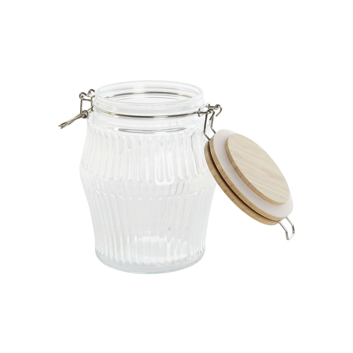Set di 3 Barattoli Home ESPRIT Trasparente Silicone Bambù Cristallo 13,5 x 13,5 x 27 cm - Image 3