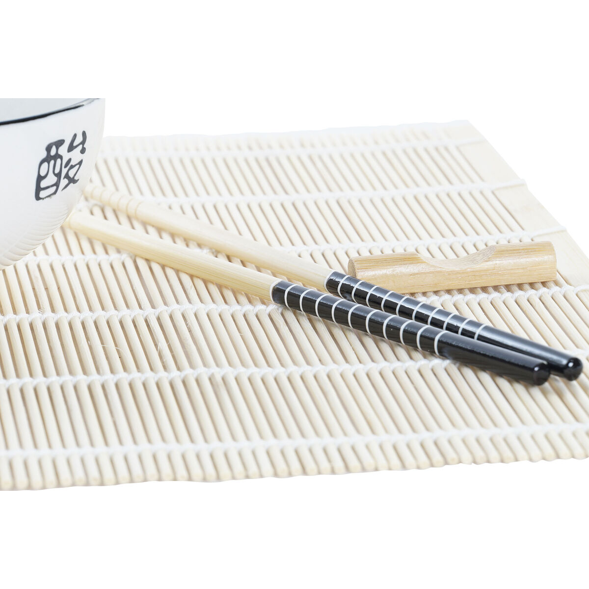 Set per Sushi DKD Home Decor Bambù Gres Bianco Orientale 14,5 x 14,5 x 31 cm (16 Pezzi) - Image 3