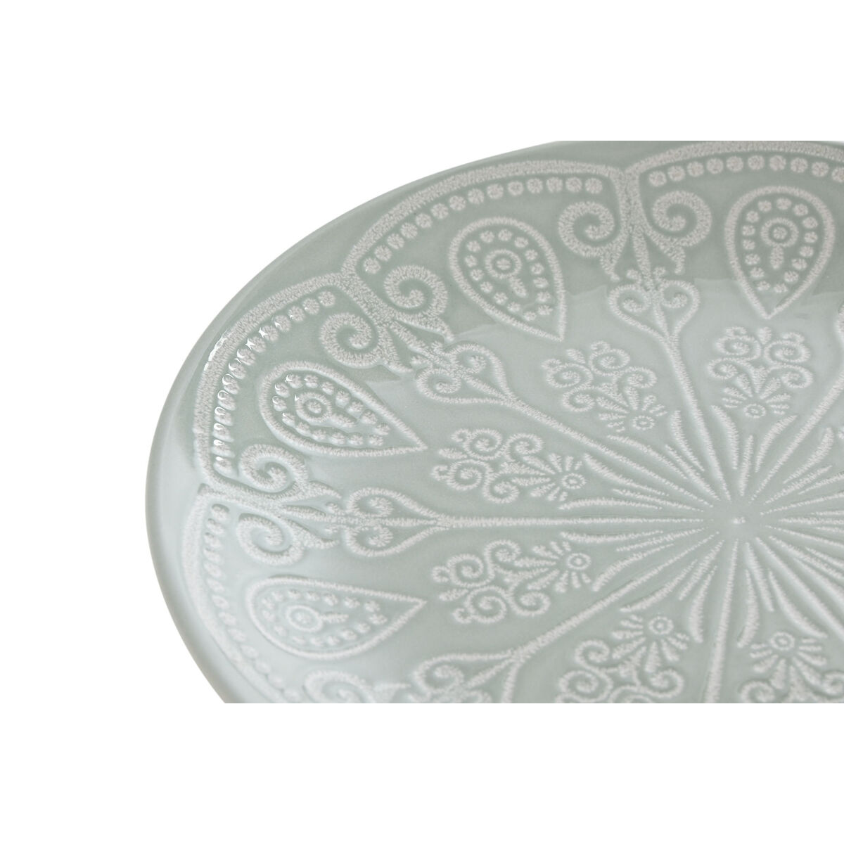 Set di piatti Home ESPRIT Verde Gres Mandala Arabo 19,8 x 19,8 x 2 cm - Image 3