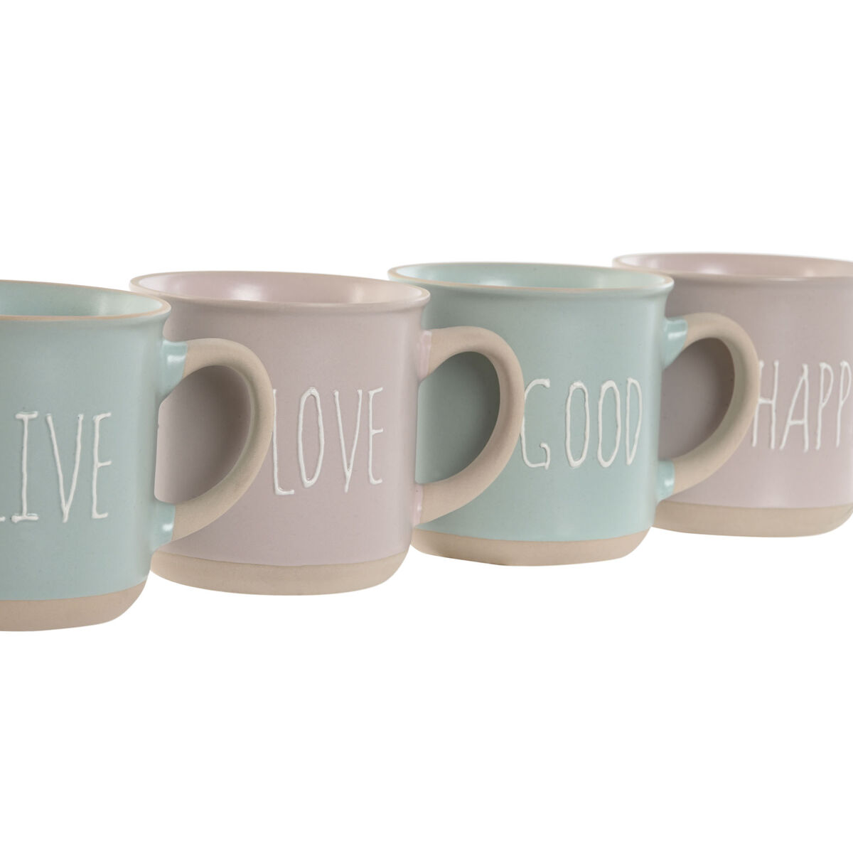 Set di 4 Tazze Mug Home ESPRIT Azzurro Rosa Gres 355 ml 9,7 x 7 x 9,2 cm - Image 3