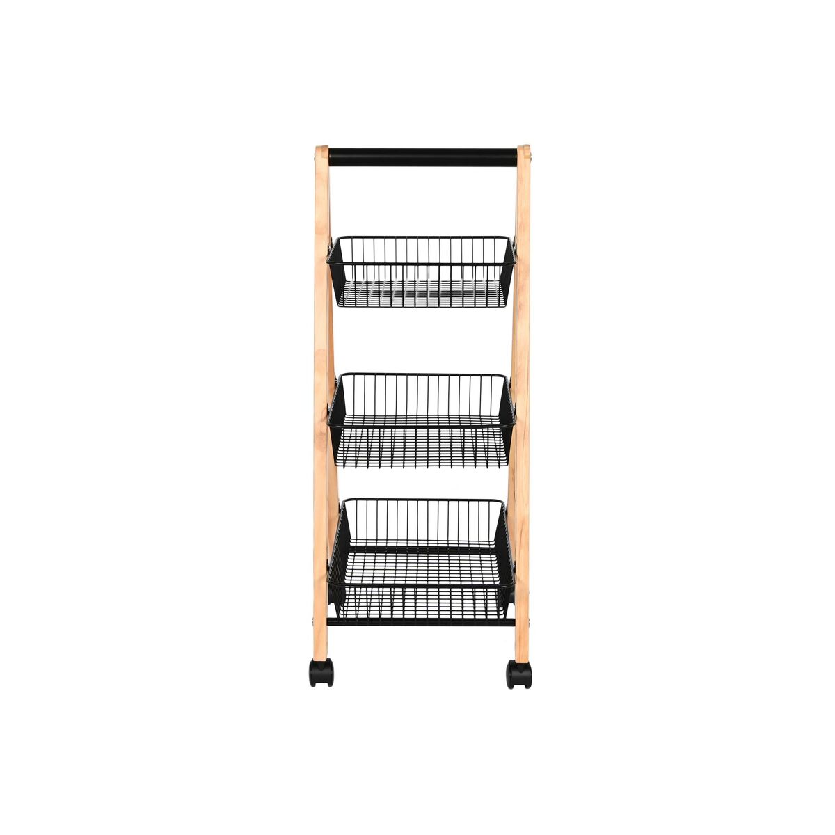 Portafrutta Home ESPRIT Nero Naturale Acciaio Pino 48 x 32 x 79 cm - Image 4