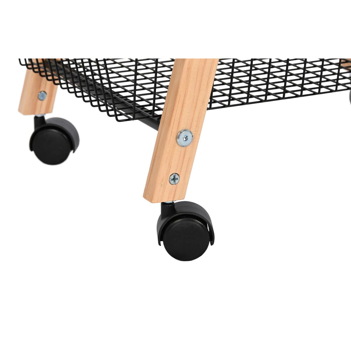 Portafrutta Home ESPRIT Nero Naturale Acciaio Pino 48 x 32 x 79 cm - Image 3