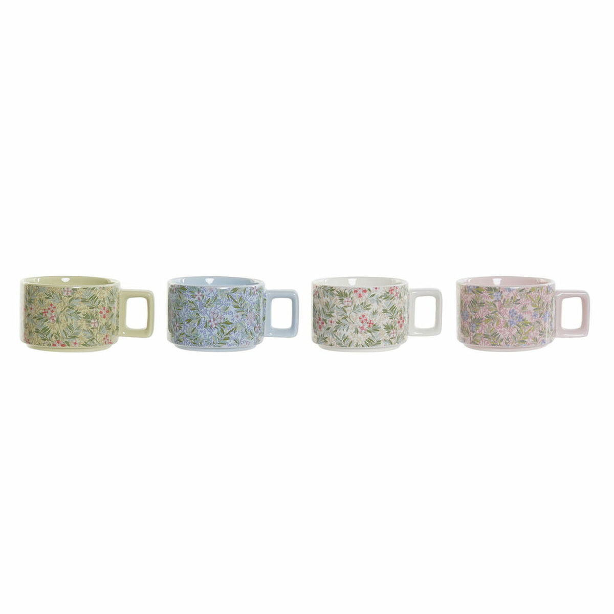 Set di Tazze da Caffè DKD Home Decor Azzurro Verde Rosa Metallo Dolomite 260 ml