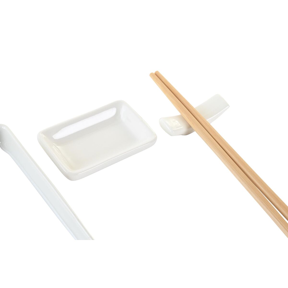 Set per Sushi DKD Home Decor 24 x 7 x 2 cm Naturale Bianco Gres Orientale - Image 3