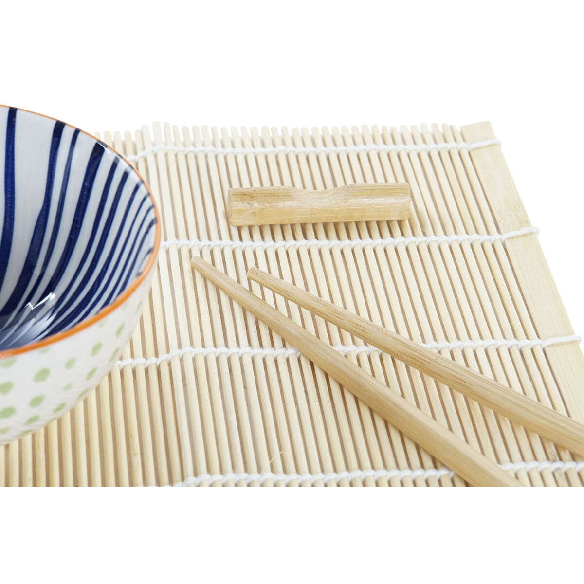 Set per Sushi DKD Home Decor 14,5 x 14,5 x 31 cm Azzurro Bianco Gres Orientale (16 Pezzi) - Image 3