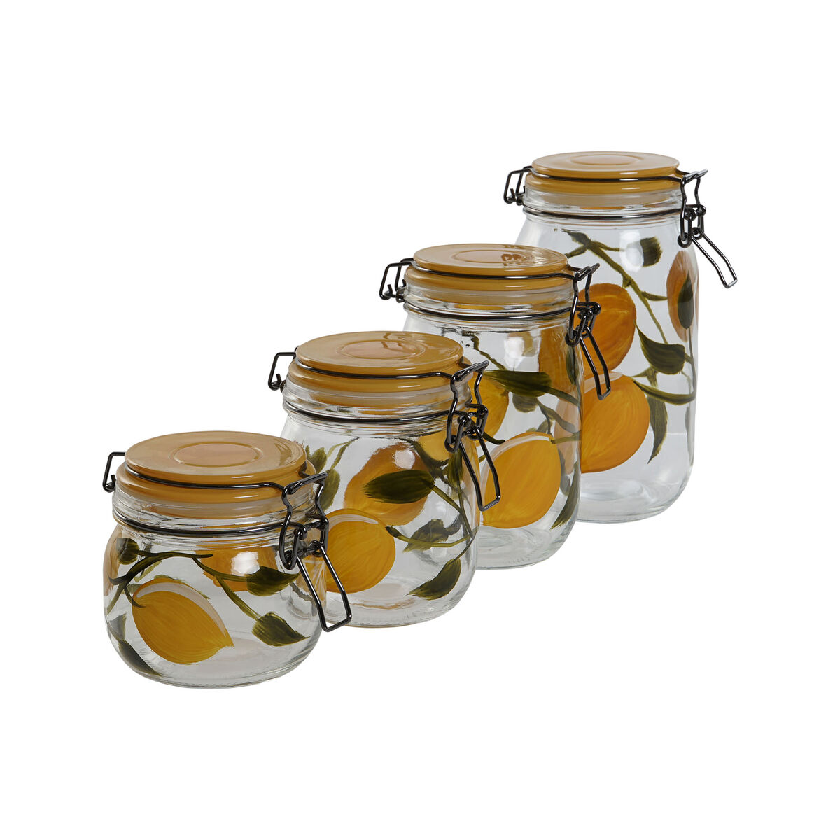 Set di 4 Barattoli Home ESPRIT Giallo Cristallo Ferro 1,5 L 4 Pezzi - Image 4